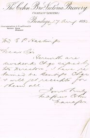 Document - COHN BROTHERS COLLECTION: HANDWRITTEN LETTER DATED 1893