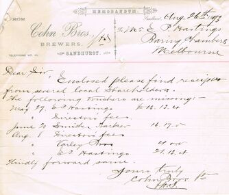 Document - COHN BROTHERS COLLECTION: HANDWRITTEN LETTER DATED 1893