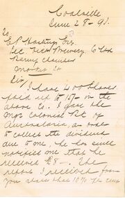Document - COHN BROTHERS COLLECTION: HANDWRITTEN LETTER DATED 1893