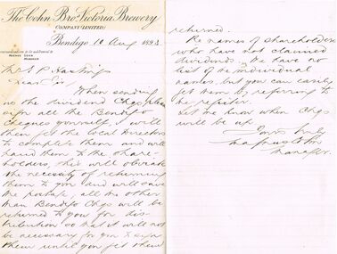 Document - COHN BROTHERS COLLECTION: HANDWRITTEN LETTER DATED 1893