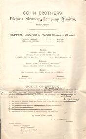 Document - COHN BROTHERS COLLECTION: DOCUMENT OUTLINING CAPITAL AND NUMBER OF SHARES