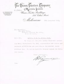 Document - COHN BROTHERS COLLECTION: TYPED LETTER DATED 1921