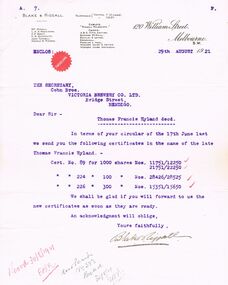 Document - COHN BROTHERS COLLECTION: TYPED LETTER DATED 1921