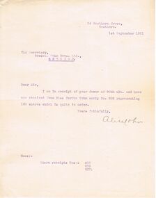 Document - COHN BROTHERS COLLECTION: TYPED CORRESPONDENCE DATED 1921