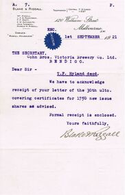 Document - COHN BROTHERS COLLECTION: TYPED CORRESPONDENCE 1921
