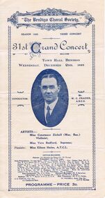 Document - LYDIA CHANCELLOR COLLECTION: ''THE BENDIGO CHORAL SOCIETY,'' 31ST GRAND CONCERT