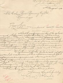 Document - COHN BROTHERS COLLECTION: HANDWRITTEN MESSAGE DATED 1921