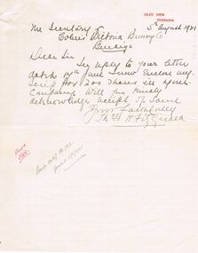 Document - COHN BROTHERS COLLECTION: HANDWRITTEN MESSAGE DATED 1921