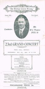 Document - LYDIA CHANCELLOR COLLECTION: ''THE BENDIGO CHORAL SOCIETY''  23RD GRAND CONCERT