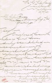 Document - COHN BROTHERS COLLECTION: HANDWRITTEN LETTER DATED 1921