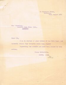 Document - COHN BROTHERS COLLECTION: TYPED LETTER DATED 1921