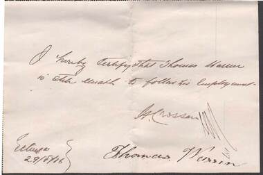 Document - ANCIENT ORDER OF FORESTERS NO 3770 COLLECTION: MEDICAL CERTIFICATE