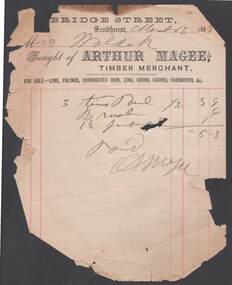 Document - ARTHUR MAGEE, BRIDGE ST SANDHURST