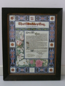 Award - THOMAS WEEKLEY COLLECTION: ILLUMINATED ADDRESS, 1895