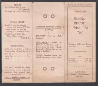 Document - SUNSHINE BISCUIT PRICE LIST 'B'