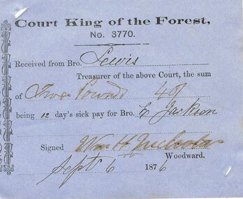 Document - Digital, ANCIENT ORDER OF FORESTERS NO 3770 COLLECTION: RECEIPT