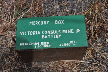 Container - MERCURY BOX: A.V. PALMER. VICTORIA CONSULS MINE AND BATTERY, NEW CHUM REEF