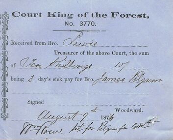 Document - ANCIENT ORDER OF FORESTERS NO 3770 COLLECTION