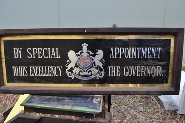 Sign - GLASS SIGN 'BY SPECIAL APPOINTMENT TO HIS EXCELLENCY THE GOVERNOR'