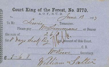 Document - ANCIENT ORDER OF FORESTERS NO 3770 COLLECTION: TO PAY