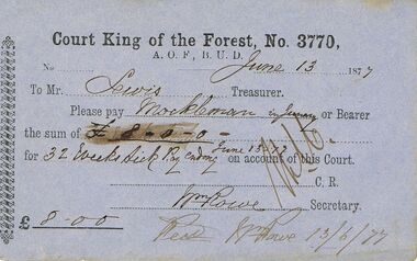 Document - ANCIENT ORDER OF FORESTERS NO 3770 COLLECTION: TO PAY