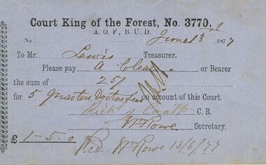 Document - ANCIENT ORDER OF FORESTERS NO 3770 COLLECTION: TO PAY