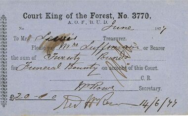 Document - ANCIENT ORDER OF FORESTERS NO 3770 COLLECTION: TO PAY
