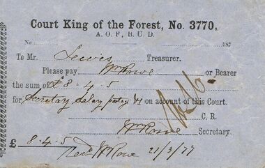 Document - ANCIENT ORDER OF FORESTERS NO 3770 COLLECTION: TO PAY