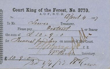 Document - ANCIENT ORDER OF FORESTERS NO 3770 COLLECTION: TO PAY