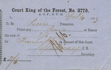 Document - ANCIENT ORDER OF FORESTERS NO 3770 COLLECTION: TO PAY
