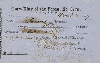Document - ANCIENT ORDER OF FORESTERS NO 3770 COLLECTION: TO PAY