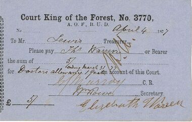 Document - ANCIENT ORDER OF FORESTERS NO 3770 COLLECTION: TO PAY
