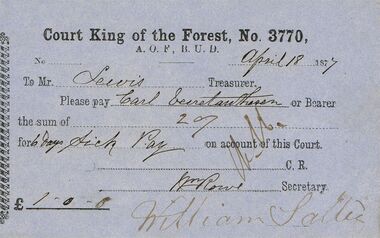 Document - ANCIENT ORDER OF FORESTERS NO 3770 COLLECTION: TO PAY