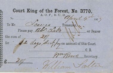 Document - ANCIENT ORDER OF FORESTERS NO 3770 COLLECTION: TO PAY