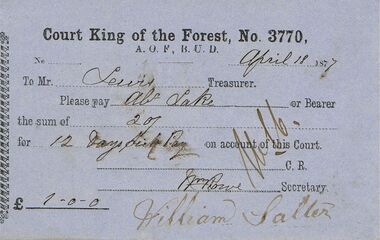 Document - ANCIENT ORDER OF FORESTERS NO 3770 COLLECTION: TO PAY