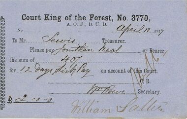 Document - ANCIENT ORDER OF FORESTERS NO 3770 COLLECTION: TO PAY