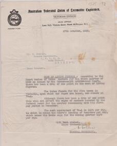 Document - BADHAM COLLECTION: LETTER R. HUDDLE RE COST OF LIVING FIGURES