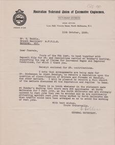 Document - BADHAM COLLECTION: LETTER RE UNION BUSINESS