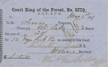 Document - ANCIENT ORDER OF FORESTERS NO 3770 COLLECTION: TO PAY