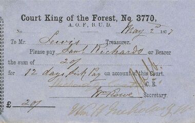 Document - ANCIENT ORDER OF FORESTERS NO 3770 COLLECTION: TO PAY
