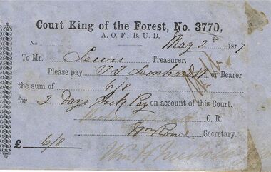 Document - ANCIENT ORDER OF FORESTERS NO 3770 COLLECTION: TO PAY