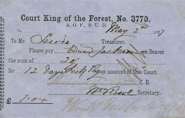 Document - ANCIENT ORDER OF FORESTERS NO 3770 COLLECTION: TO PAY