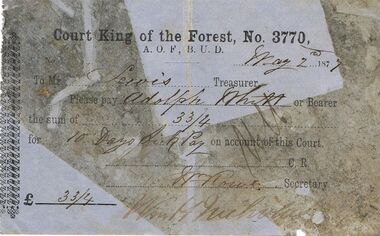 Document - ANCIENT ORDER OF FORESTERS NO 3770 COLLECTION: TO PAY
