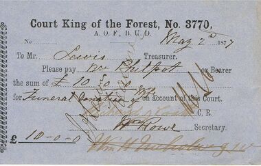 Document - ANCIENT ORDER OF FORESTERS NO 3770 COLLECTION: TO PAY