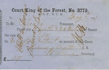 Document - ANCIENT ORDER OF FORESTERS NO 3770 COLLECTION: TO PAY