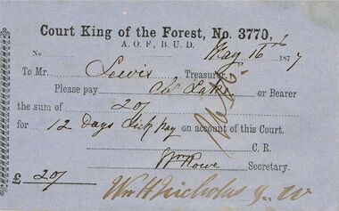 Document - ANCIENT ORDER OF FORESTERS NO 3770 COLLECTION: TO PAY