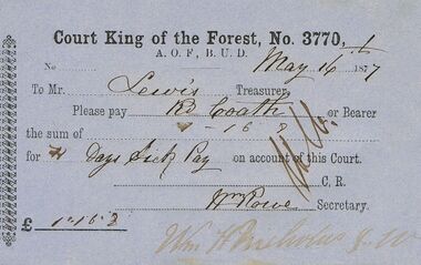 Document - ANCIENT ORDER OF FORESTERS NO 3770 COLLECTION: TO PAY