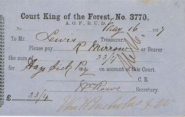 Document - ANCIENT ORDER OF FORESTERS NO 3770 COLLECTION: TO PAY