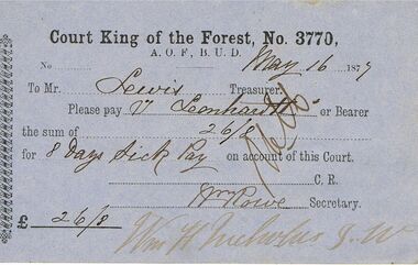 Document - ANCIENT ORDER OF FORESTERS NO 3770 COLLECTION: TO PAY