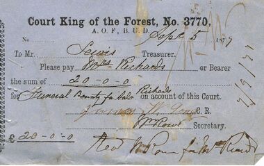 Document - ANCIENT ORDER OF FORESTERS NO 3770 COLLECTION: TO PAY